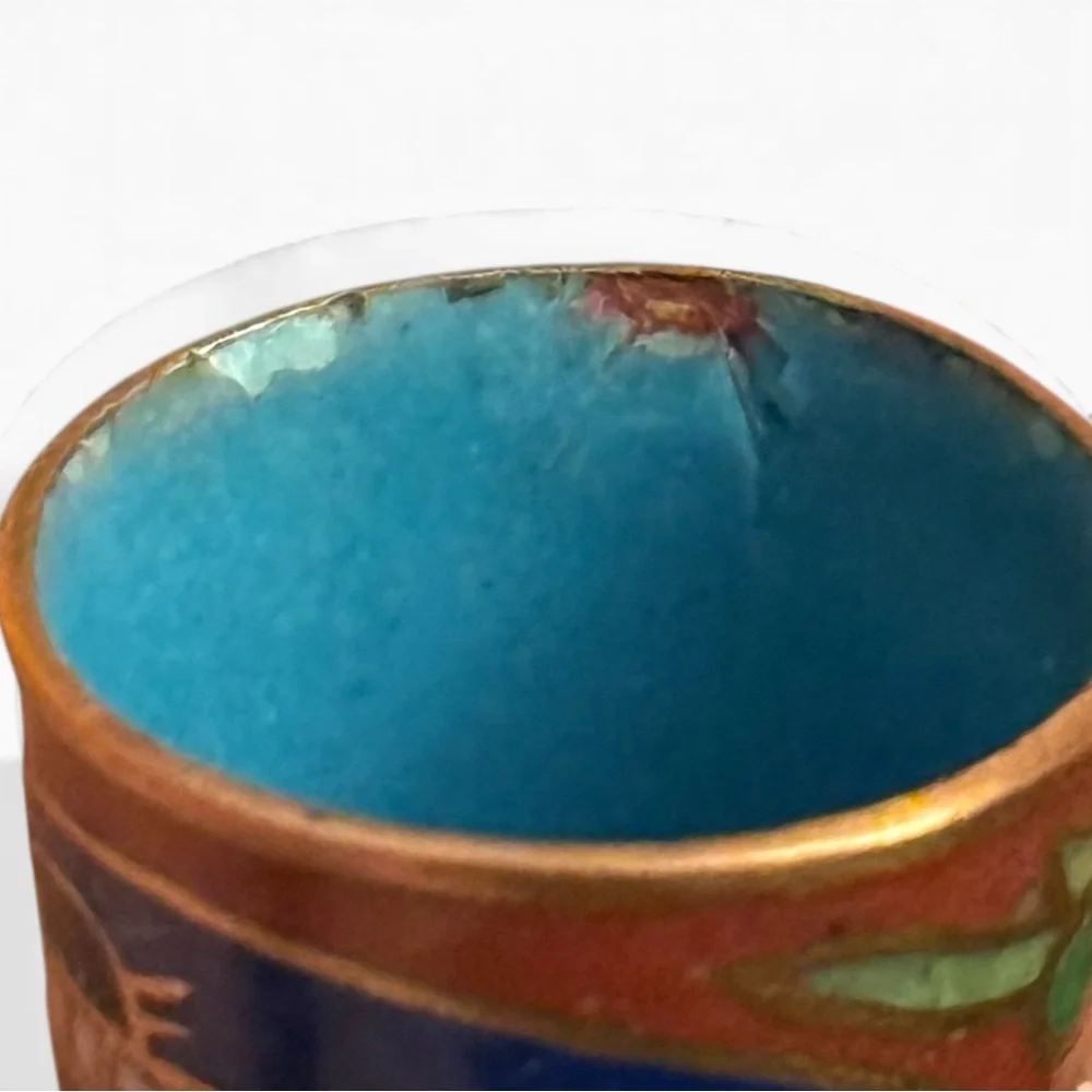 Vintage‎ Cloisonné Enamel Thimble Turtle Design